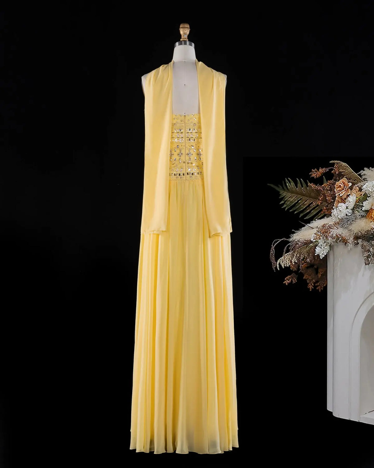 Beaded Chiffon A-Line Strapless Mermaid Evening Dress SS539 Sheer Fairy