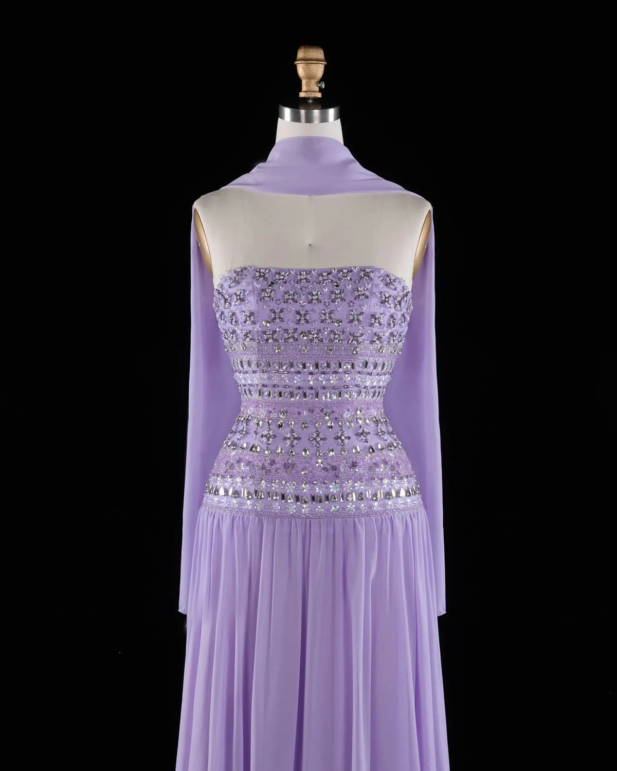 Beaded Chiffon A-Line Strapless Mermaid Evening Dress SS539 Sheer Fairy