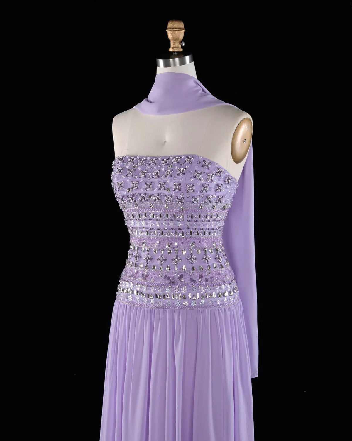 Beaded Chiffon A-Line Strapless Mermaid Evening Dress SS539 Sheer Fairy