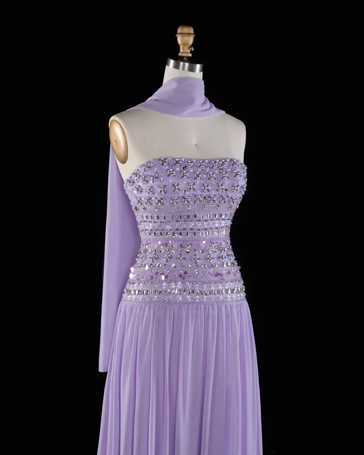 Beaded Chiffon A-Line Strapless Mermaid Evening Dress SS539 Sheer Fairy
