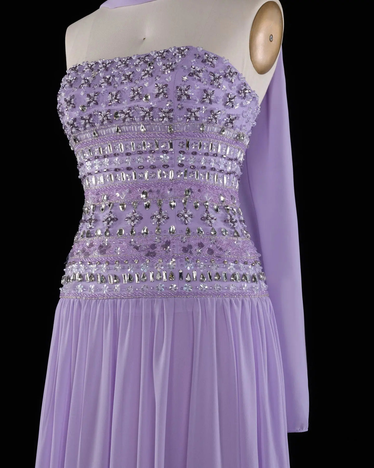 Beaded Chiffon A-Line Strapless Mermaid Evening Dress SS539 Sheer Fairy