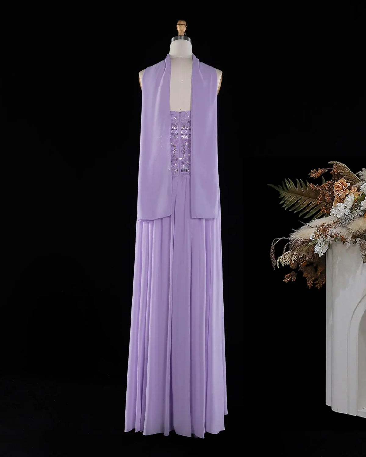 Beaded Chiffon A-Line Strapless Mermaid Evening Dress SS539 Sheer Fairy