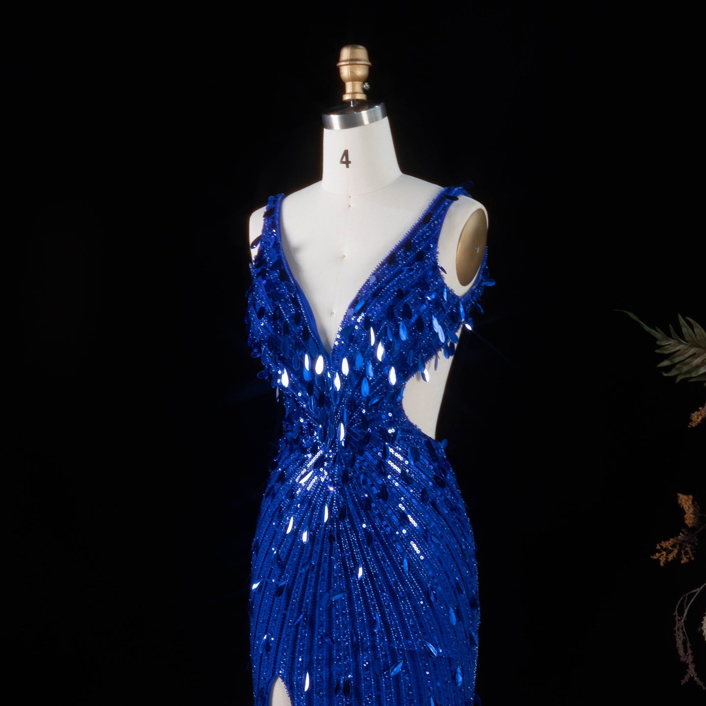 All-Sequined Deep V-Neck Mermaid Prom Dress with Split Side SH351 Sheer Fairy