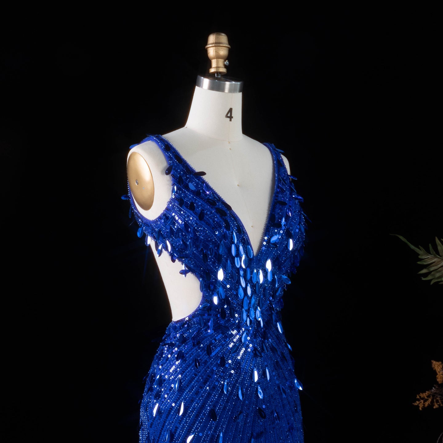 All-Sequined Deep V-Neck Mermaid Prom Dress with Split Side SH351 Sheer Fairy