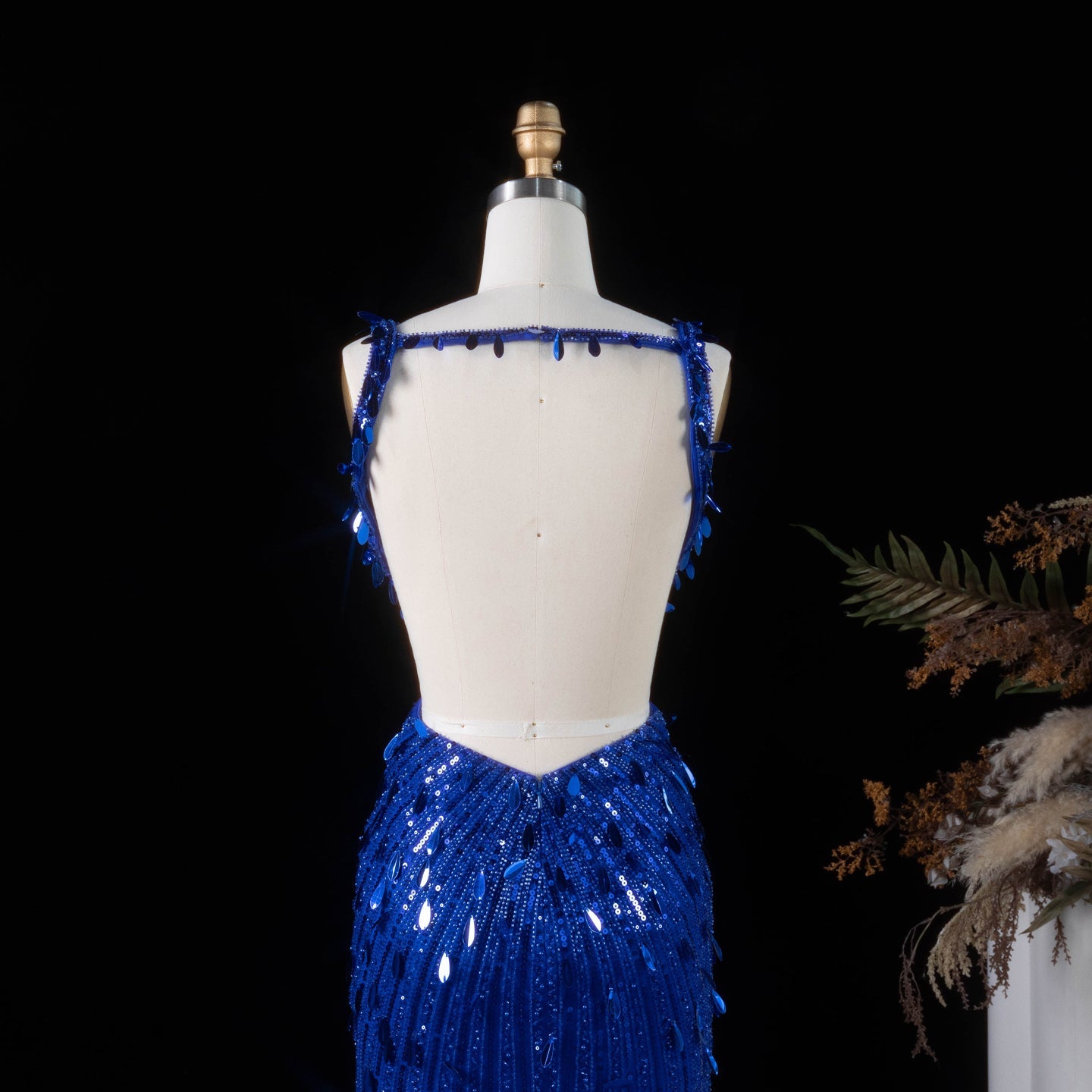 All-Sequined Deep V-Neck Mermaid Prom Dress with Split Side SH351 Sheer Fairy