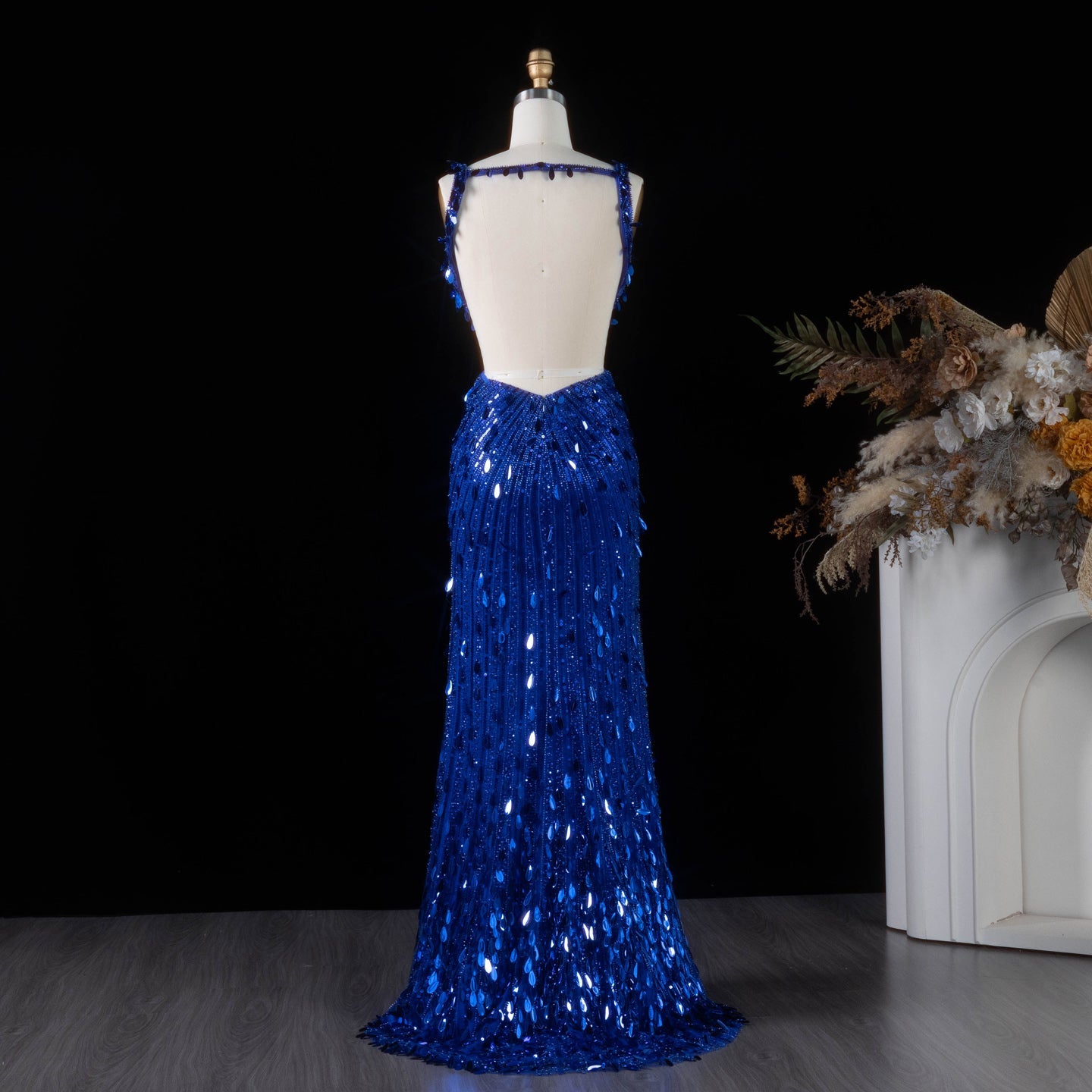 All-Sequined Deep V-Neck Mermaid Prom Dress with Split Side SH351 Sheer Fairy