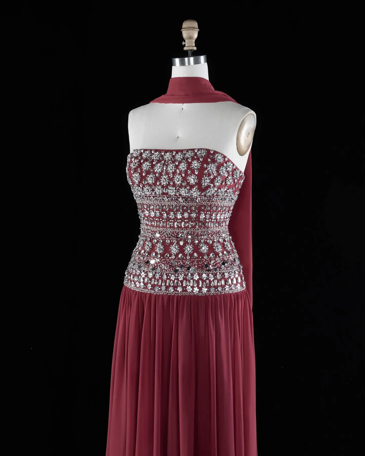 Beaded Chiffon A-Line Strapless Mermaid Evening Dress SS539 Sheer Fairy