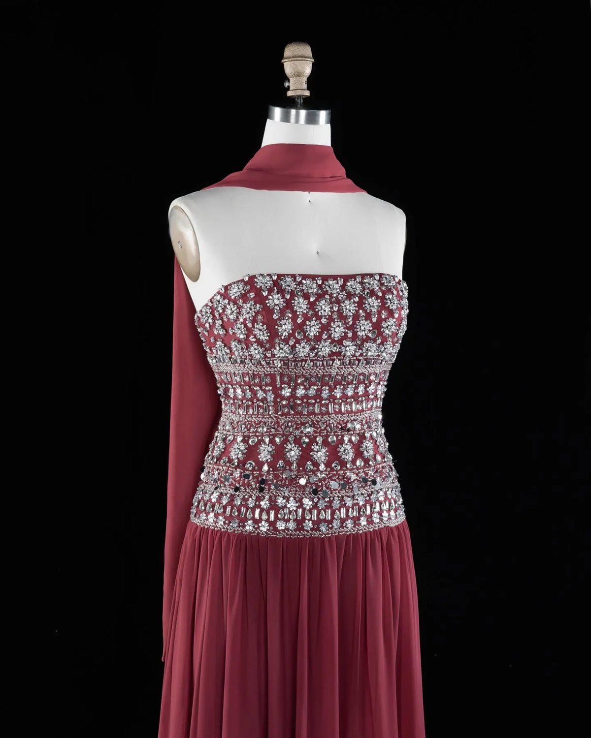 Beaded Chiffon A-Line Strapless Mermaid Evening Dress SS539 Sheer Fairy