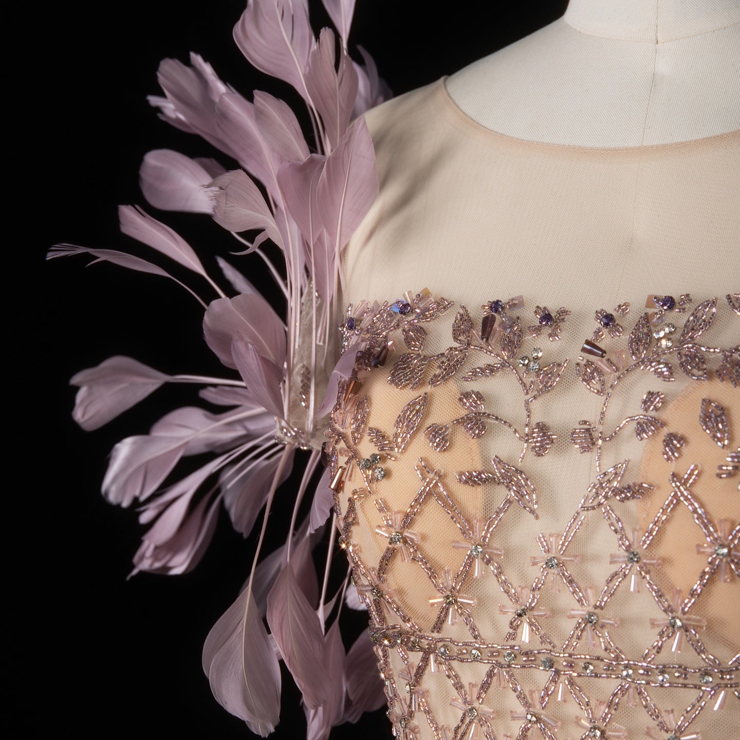 Sheer Lattice Beaded Tiered Fringe Lilac Evening Dress with 3D Floral SS379 Sheer Fairy