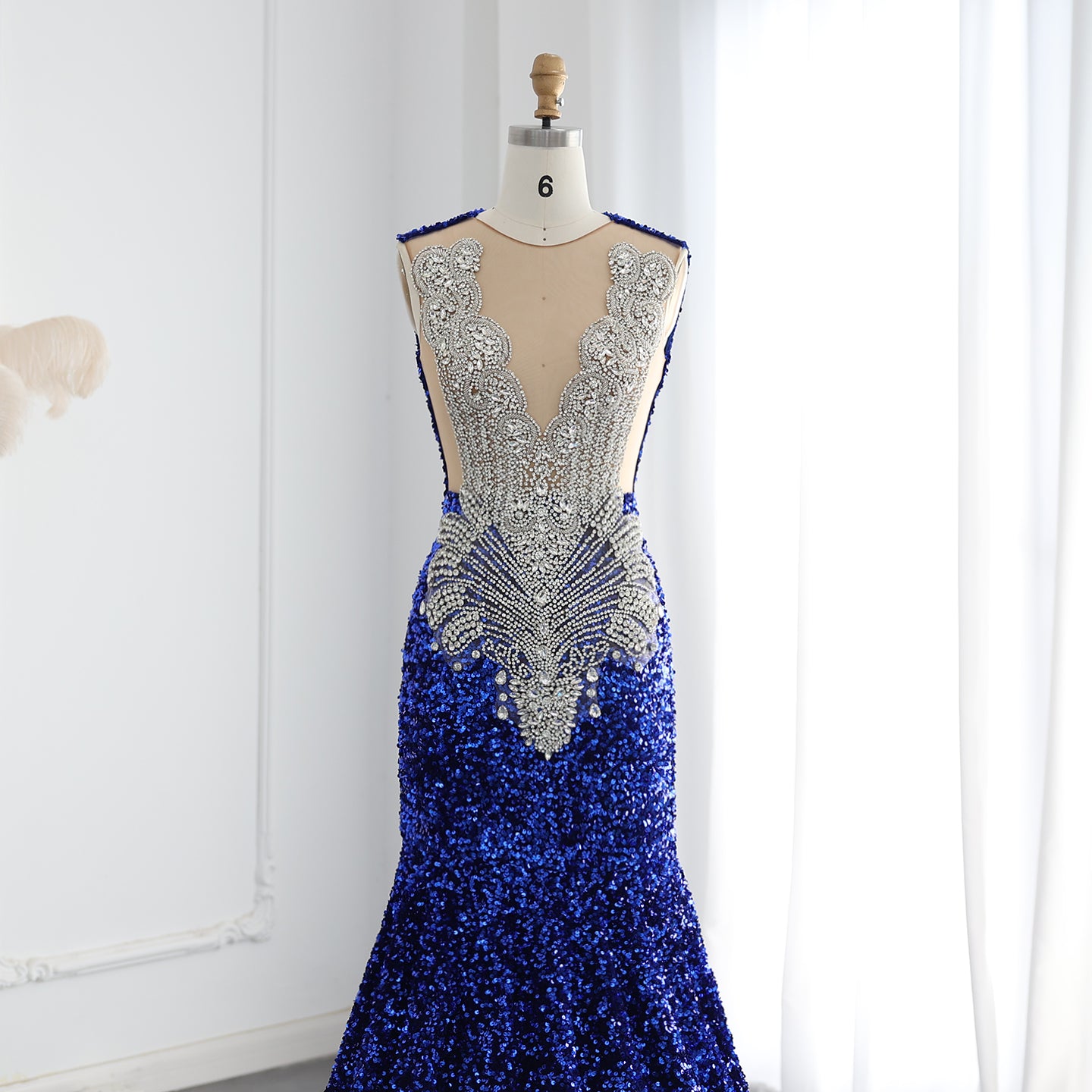 Gray Sequin Luxury Crystal Mermaid Long Prom Dresses for Black Girls
