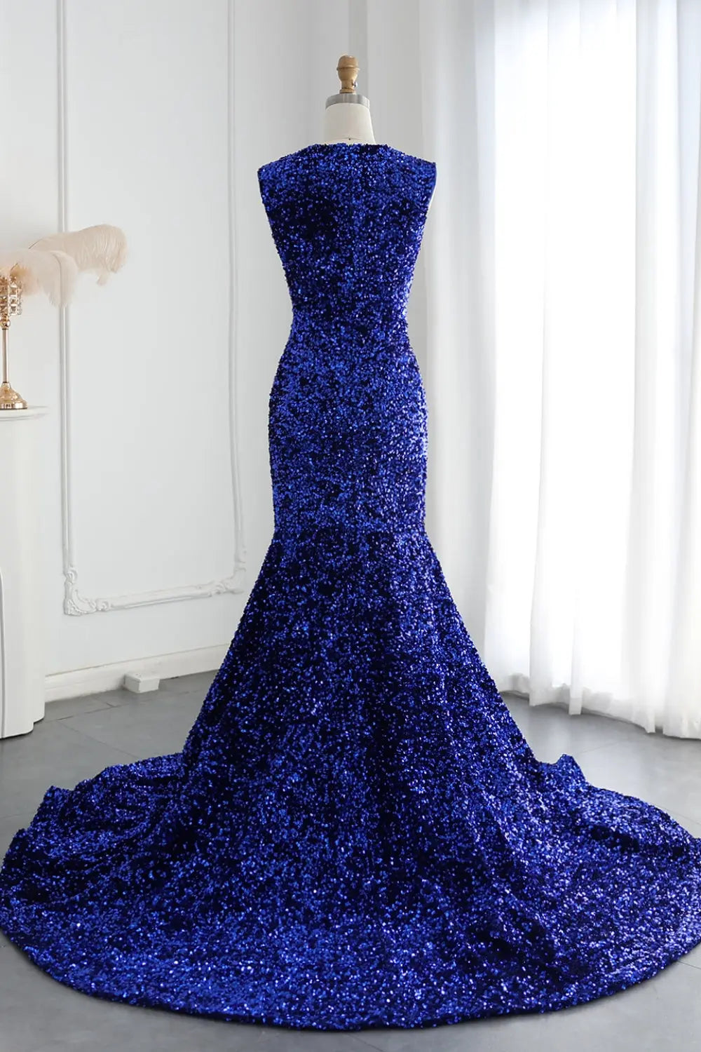 Rhinestone Sequined Plunging V-Neck Mermaid Prom Dress SH018 Sheer Fairy