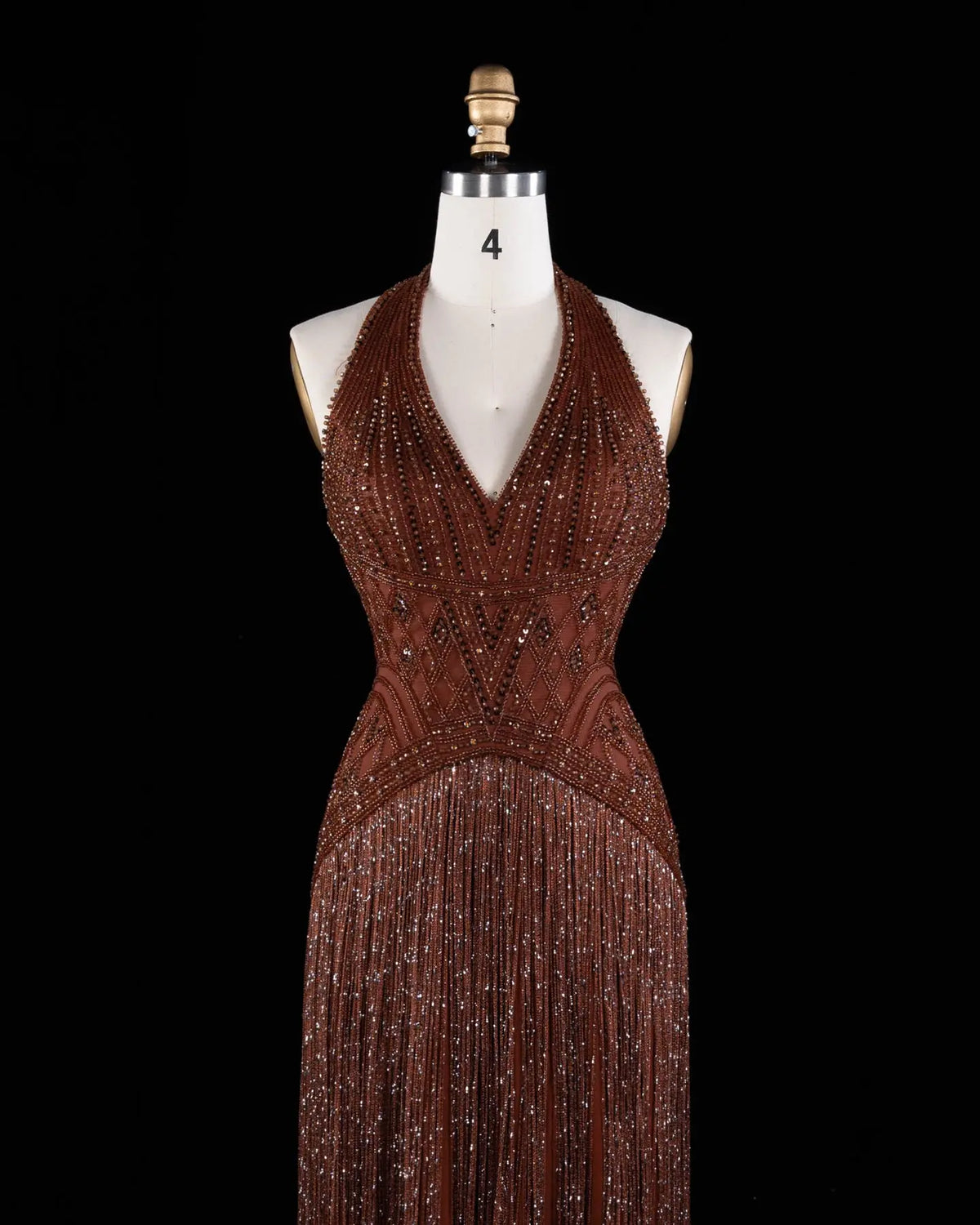 Yellow Beaded Halter Neck Fringe Mermaid Evening Gown with Open Back SS554 Sheer Fairy