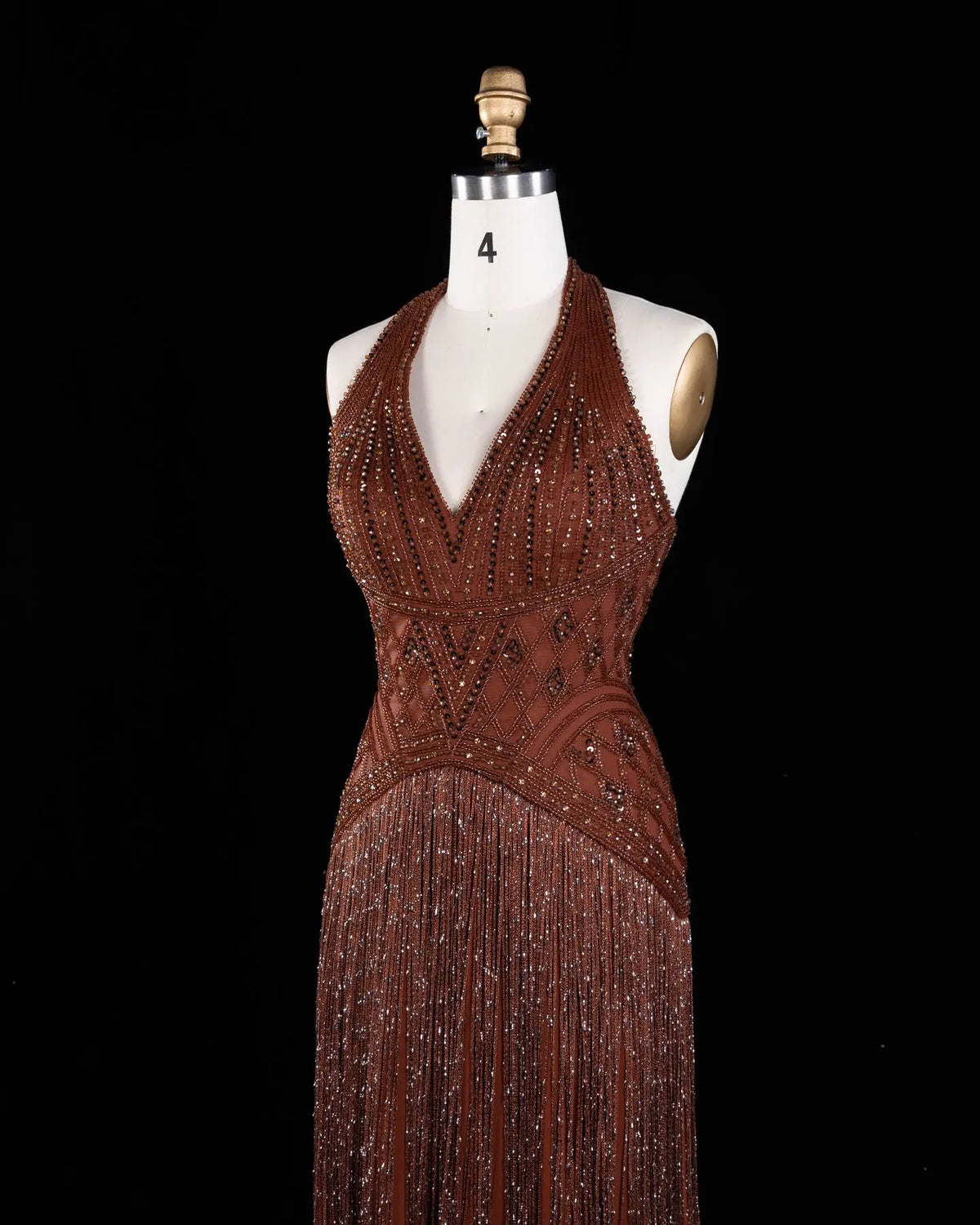 Yellow Beaded Halter Neck Fringe Mermaid Evening Gown with Open Back SS554 Sheer Fairy