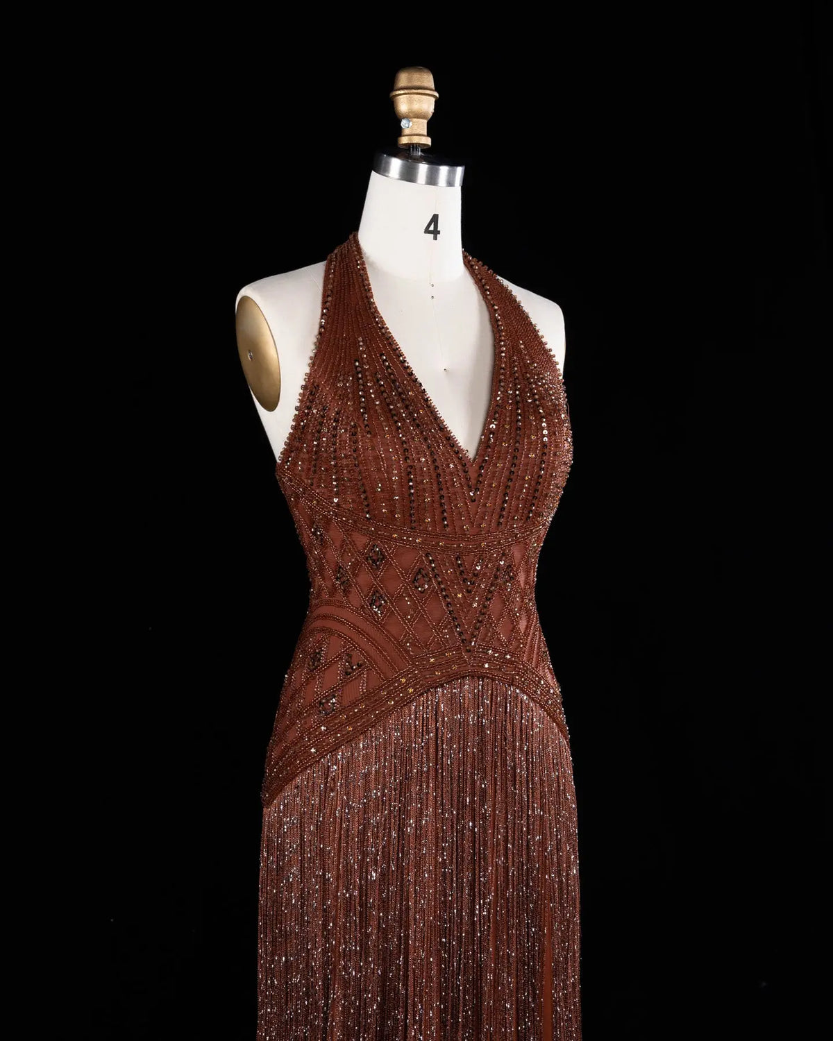 Yellow Beaded Halter Neck Fringe Mermaid Evening Gown with Open Back SS554 Sheer Fairy