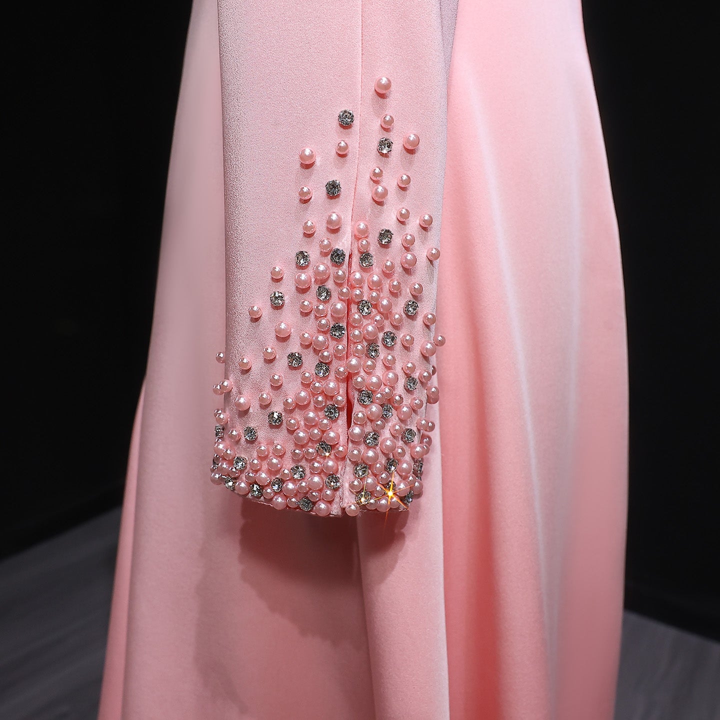 Pink Off-Shoulder Satin Beaded Sheath Evening Dress SF288