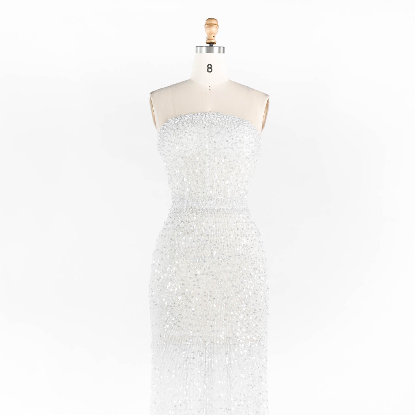 White Beading Strapless Evening Dress Pearl Beaded Mermaid Prom Dress ST014 Sheer Fairy