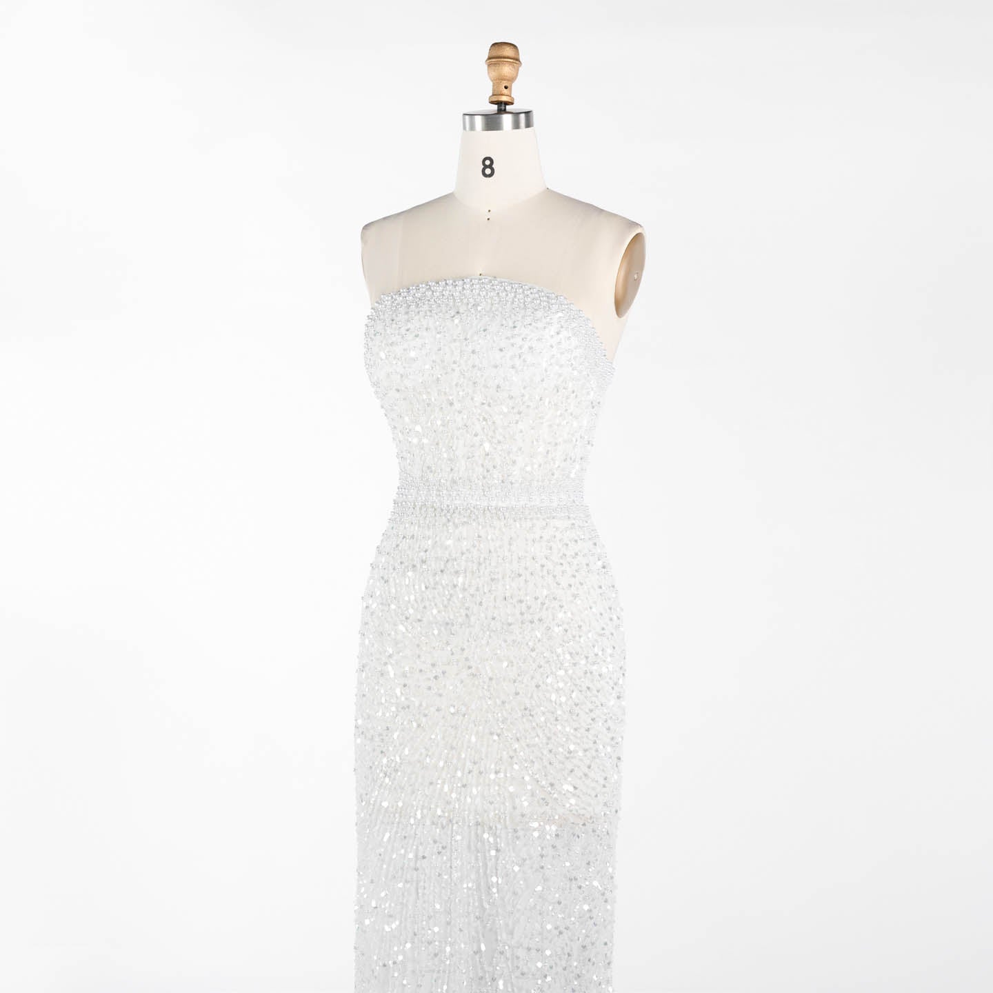 White Beading Strapless Evening Dress Pearl Beaded Mermaid Prom Dress ST014 Sheer Fairy
