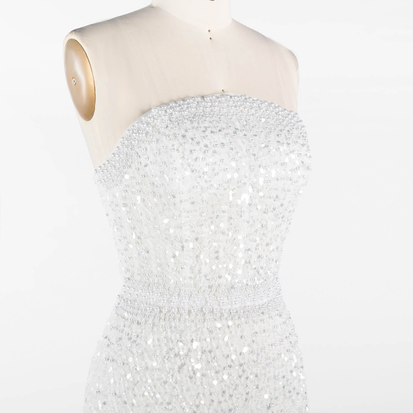 White Beading Strapless Evening Dress Pearl Beaded Mermaid Prom Dress ST014 Sheer Fairy