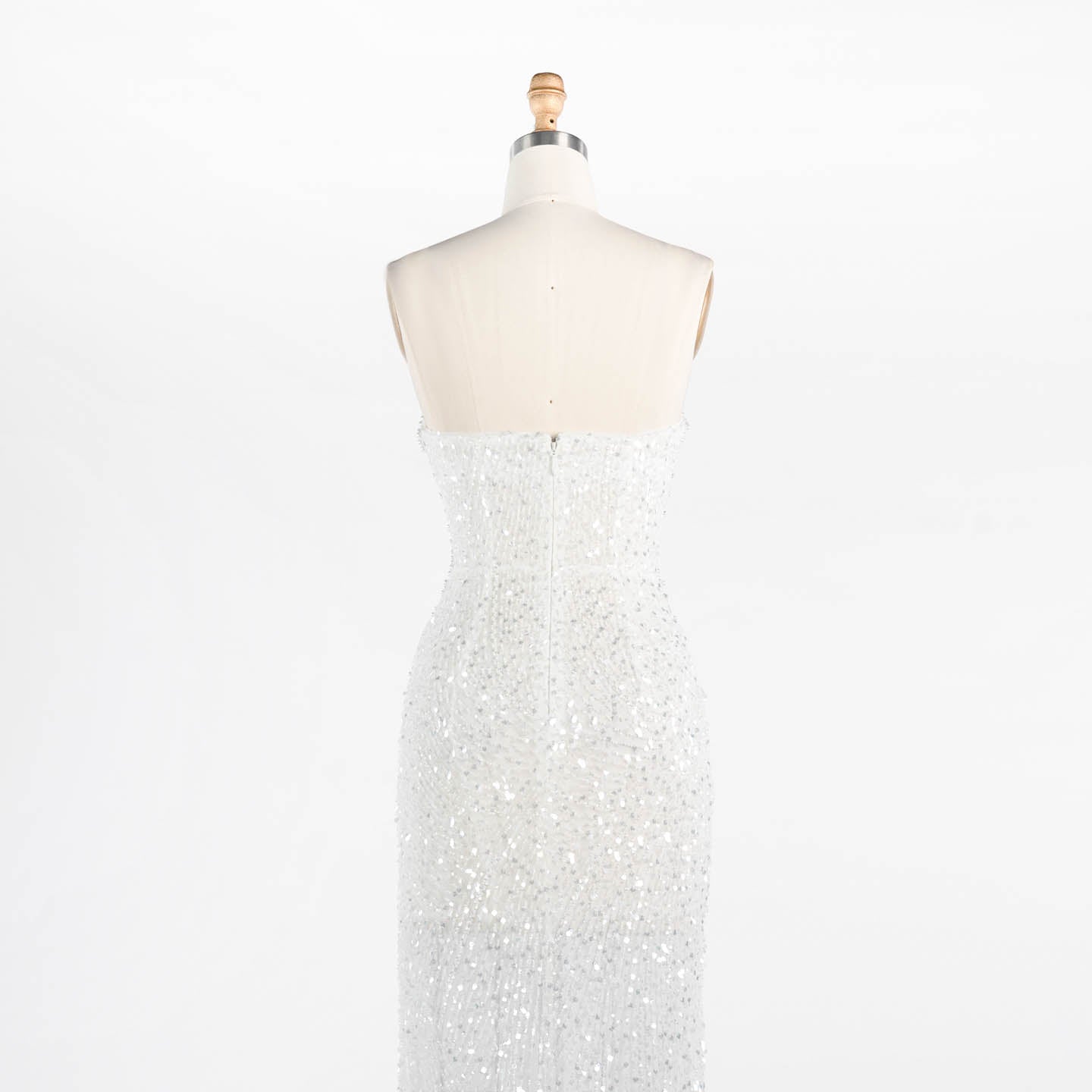 White Beading Strapless Evening Dress Pearl Beaded Mermaid Evening Dress ST014 Sheer Fairy
