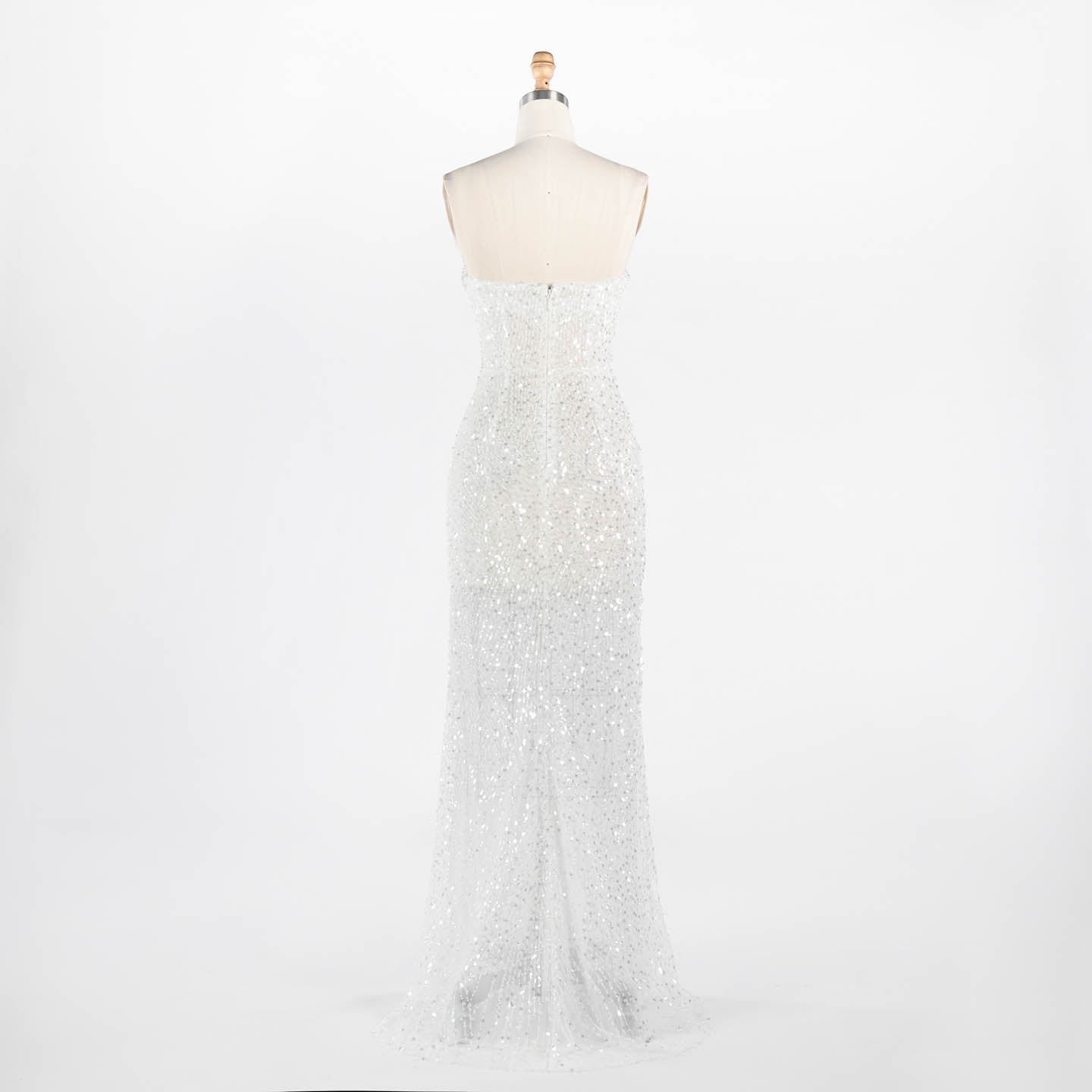 White Beading Strapless Evening Dress Pearl Beaded Mermaid Evening Dress ST014 Sheer Fairy