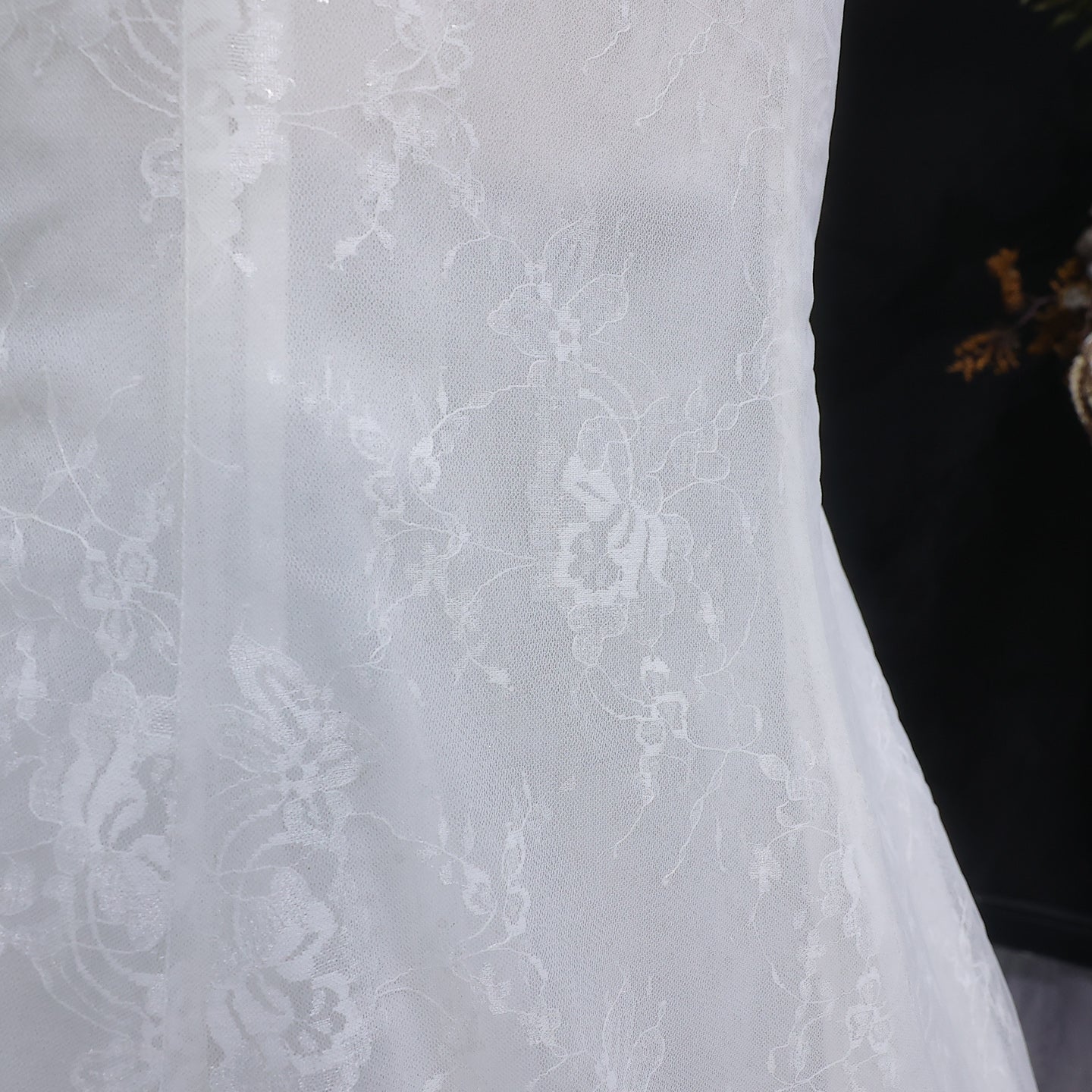 White Sweetheart Tulle Puff Sleeve 3D Flower Long Mermaid Wedding Gown SW630 Sheer Fairy