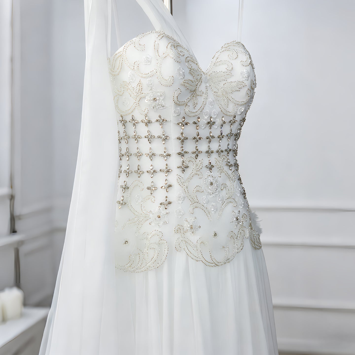 Blush Pink One-Shoulder Beaded Chiffon Evening Dress Gown SS285 Sheer Fairy