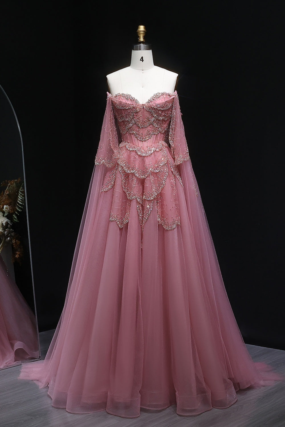 Purple Satin A-Line Sleeveless Prom Dress with Sweep Train SS215 Sheer Fairy