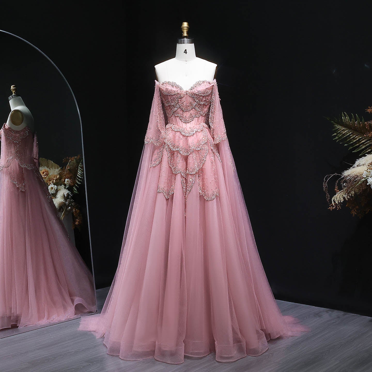 Mint Green Beaded Tulle Sweetheart Ball Gown Prom Dress SS215 Sheer Fairy