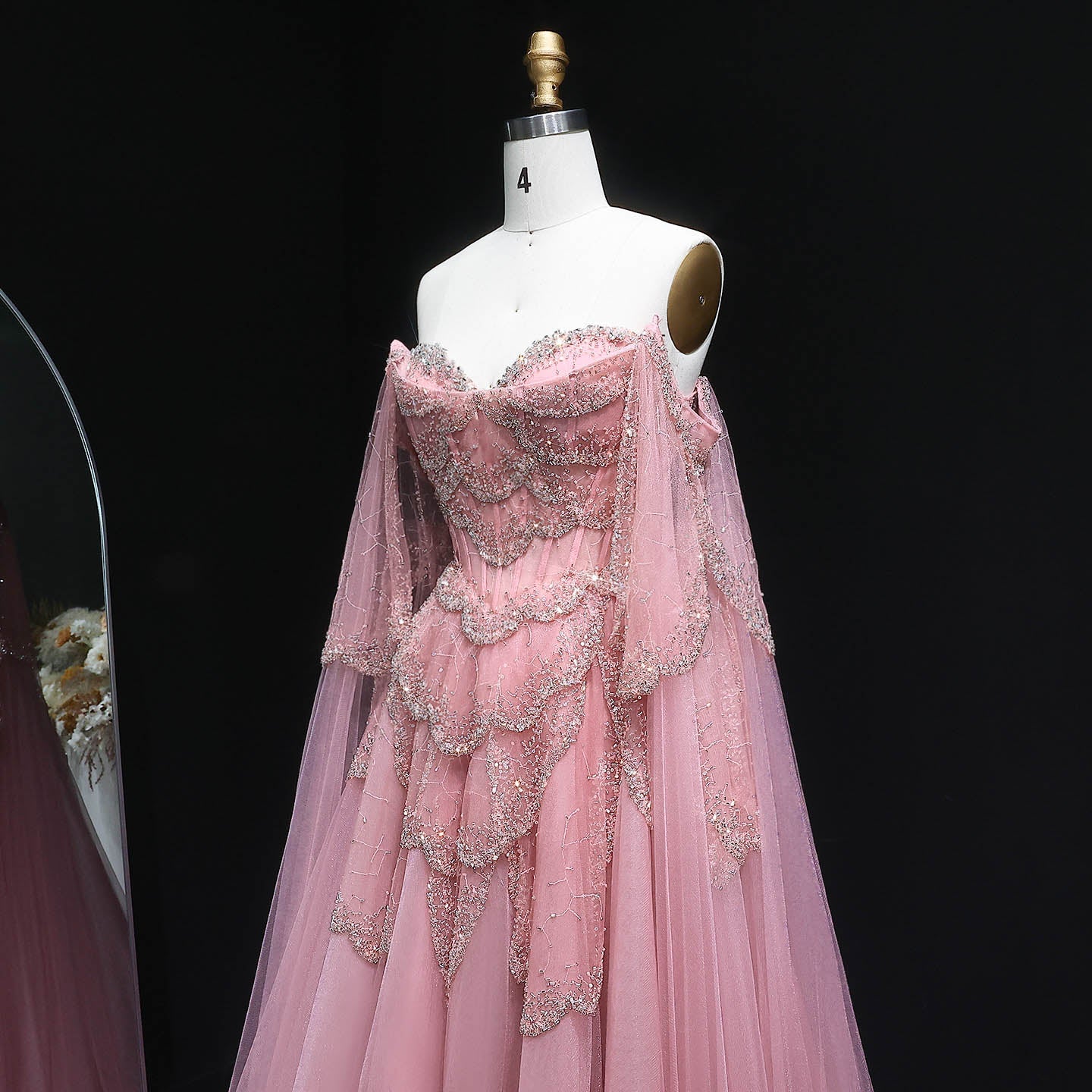 Mint Green Beaded Tulle Sweetheart Ball Gown Prom Dress SS215 Sheer Fairy