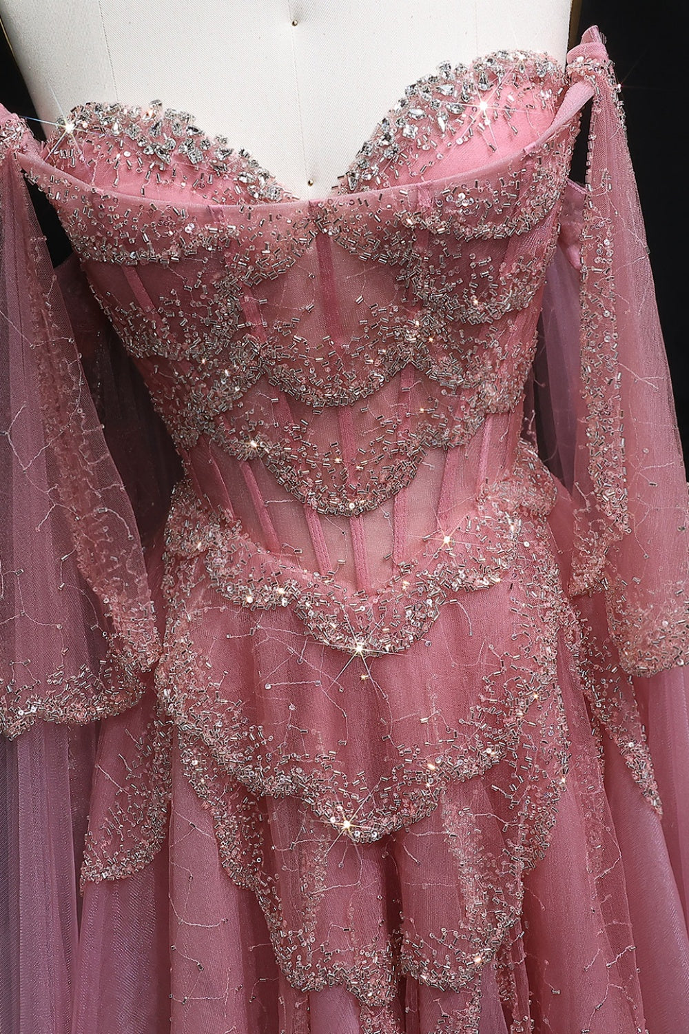 Purple Satin A-Line Sleeveless Prom Dress with Sweep Train SS215 Sheer Fairy