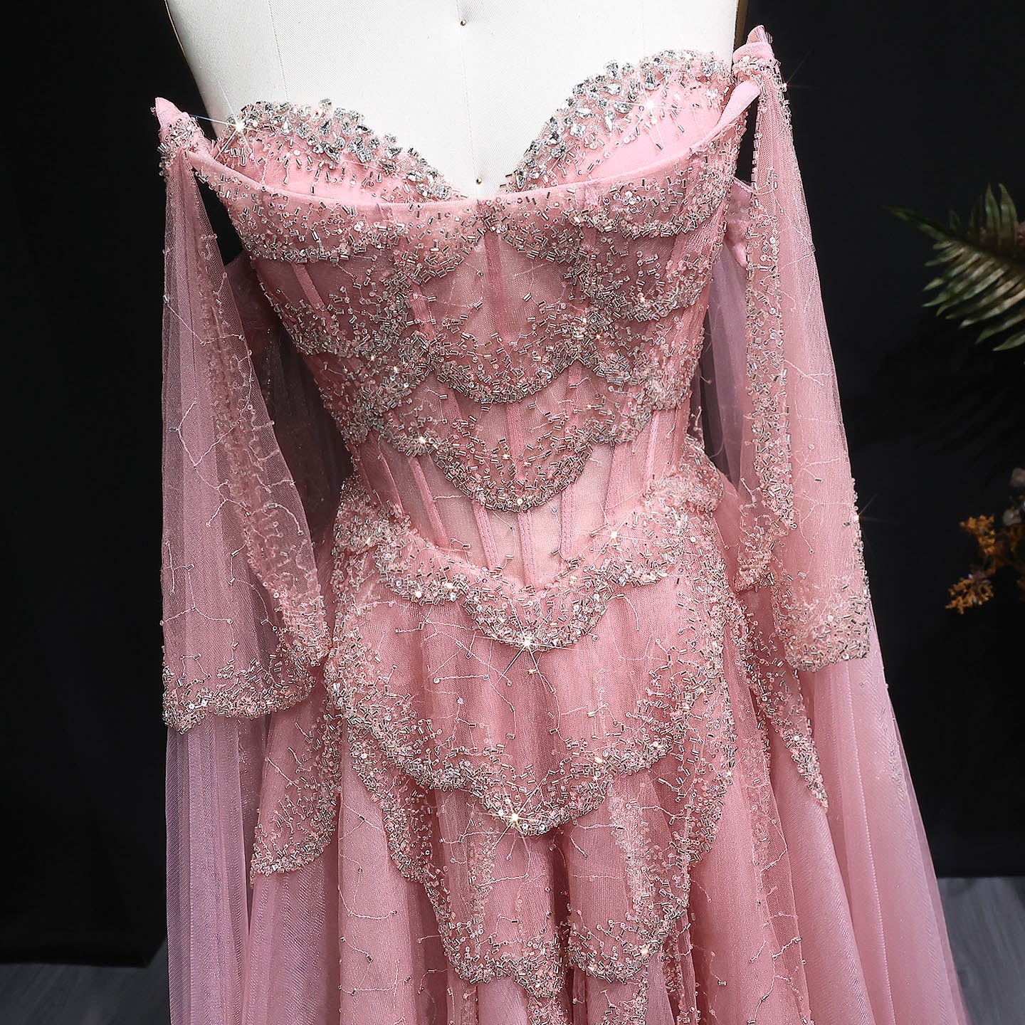 Mint Green Beaded Tulle Sweetheart Ball Gown Prom Dress SS215 Sheer Fairy
