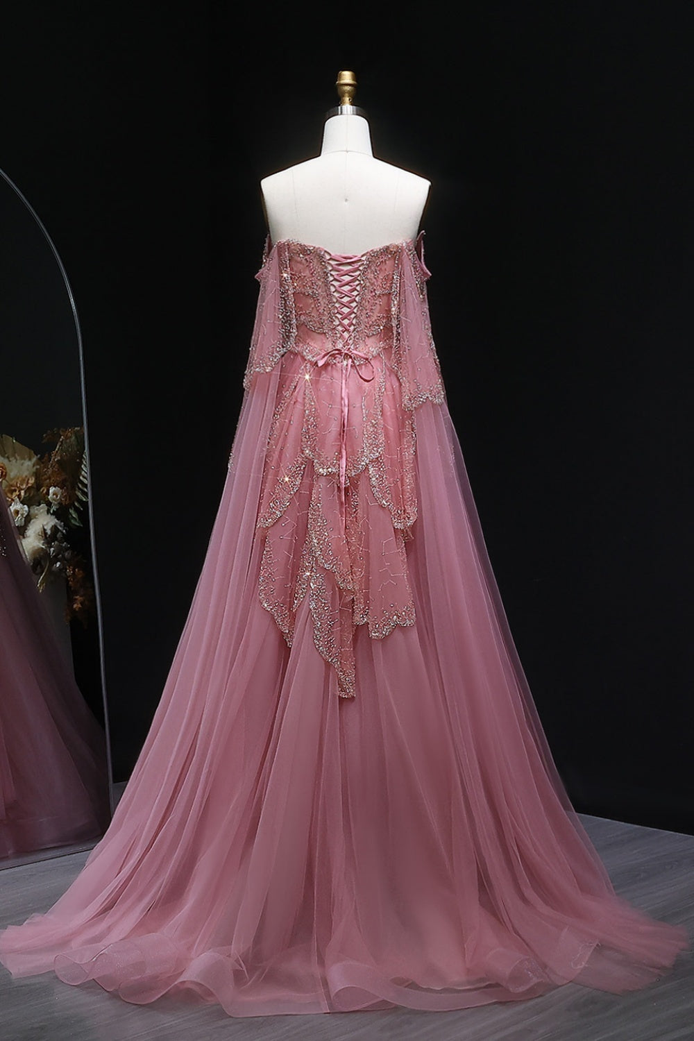 Purple Satin A-Line Sleeveless Prom Dress with Sweep Train SS215 Sheer Fairy