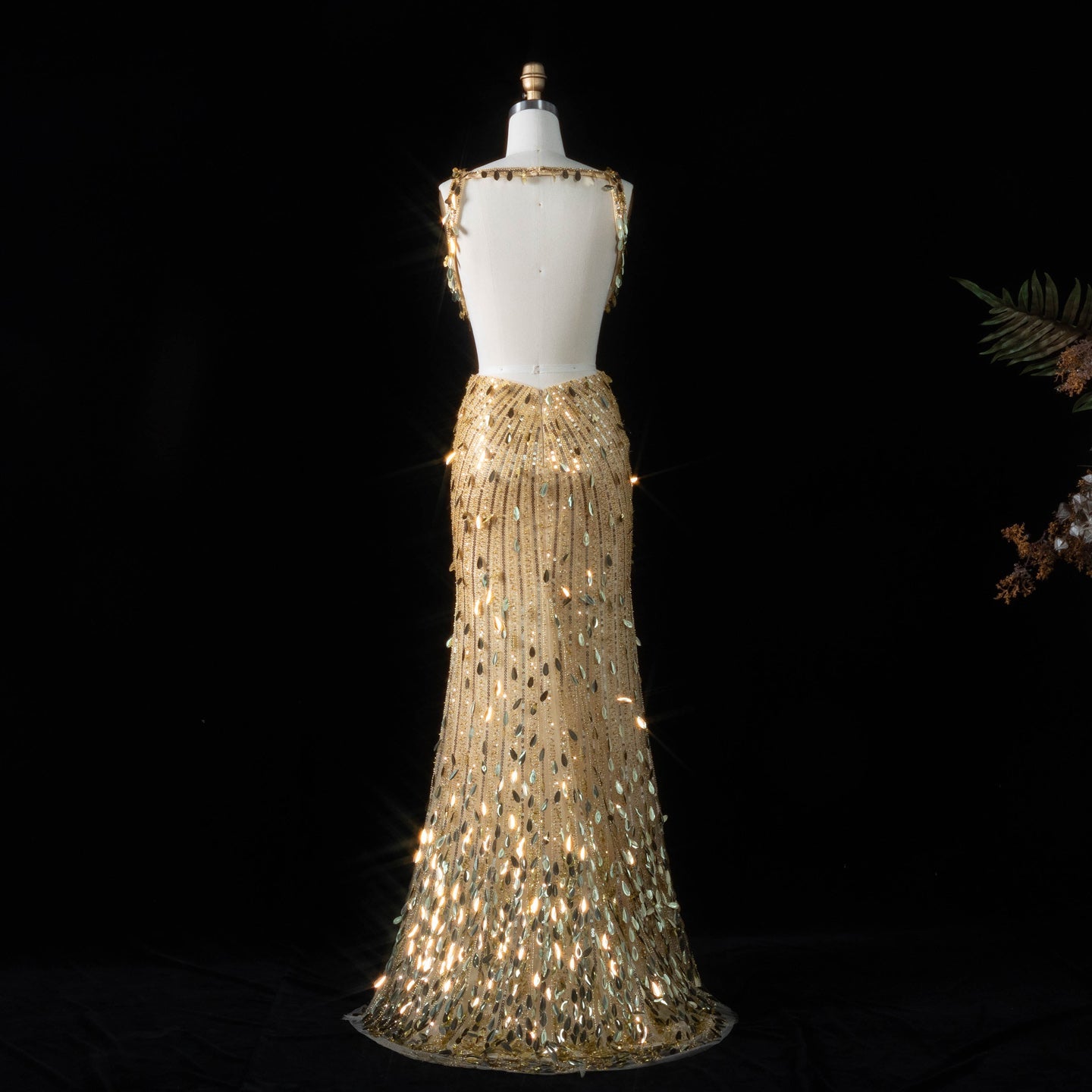 All-Sequined Deep V-Neck Mermaid Prom Dress with Split Side SH351 Sheer Fairy