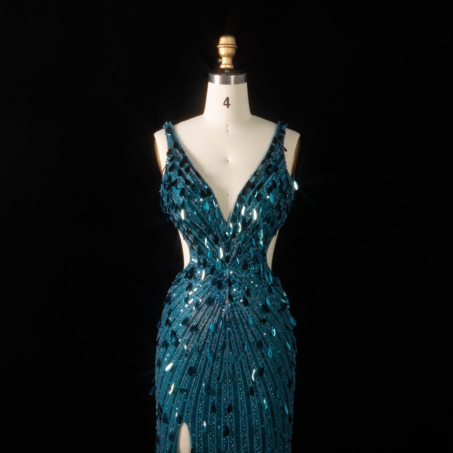 All-Sequined Deep V-Neck Mermaid Prom Dress with Split Side SH351 Sheer Fairy