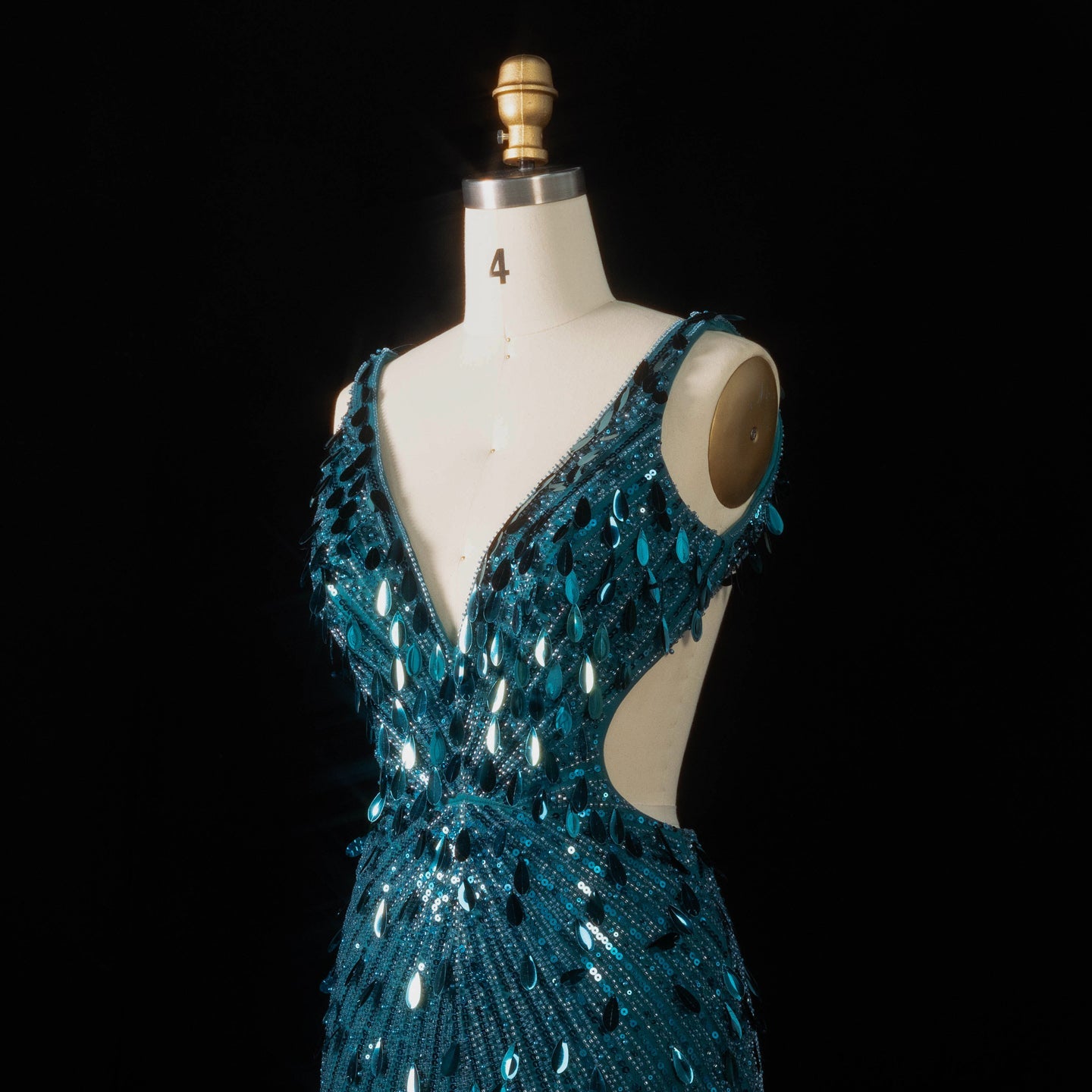 All-Sequined Deep V-Neck Mermaid Prom Dress with Split Side SH351 Sheer Fairy