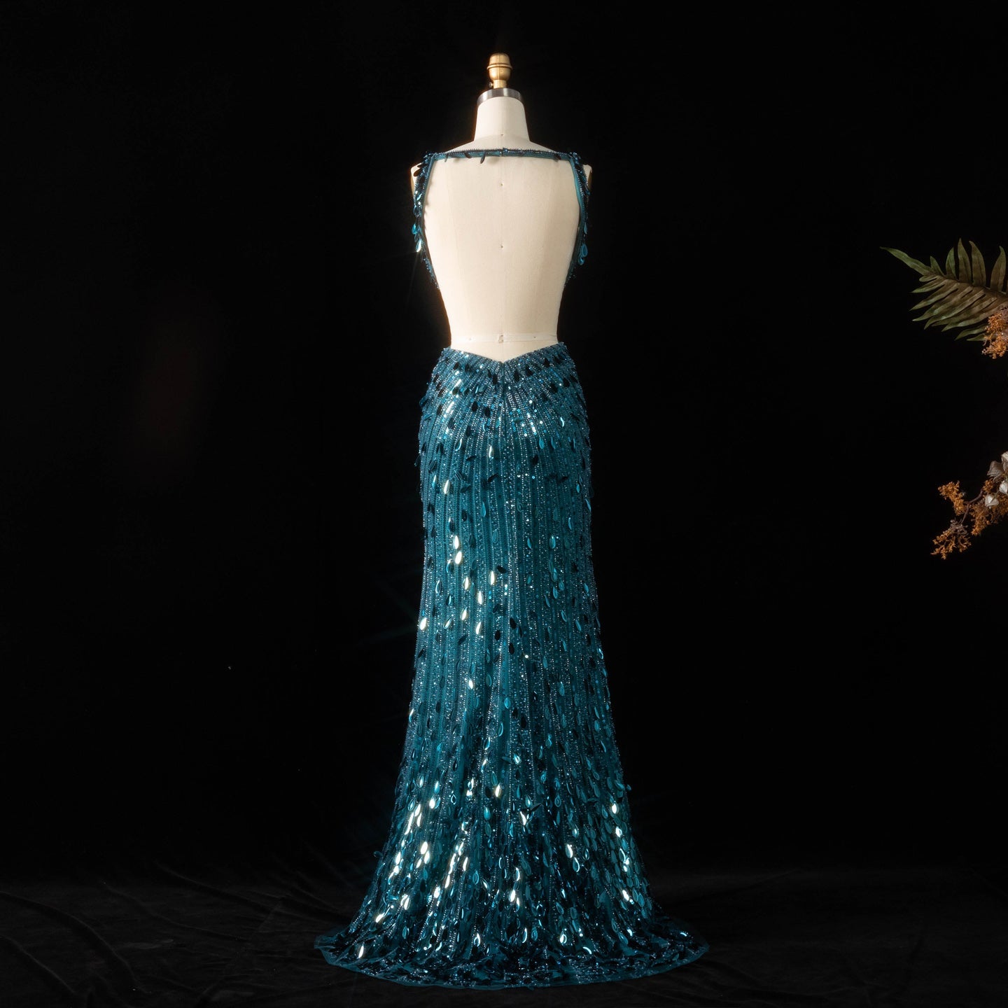 All-Sequined Deep V-Neck Mermaid Prom Dress with Split Side SH351 Sheer Fairy