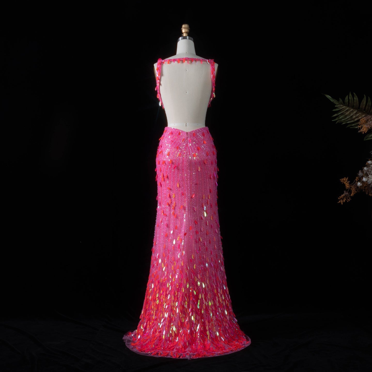 All-Sequined Deep V-Neck Mermaid Prom Dress with Split Side SH351 Sheer Fairy