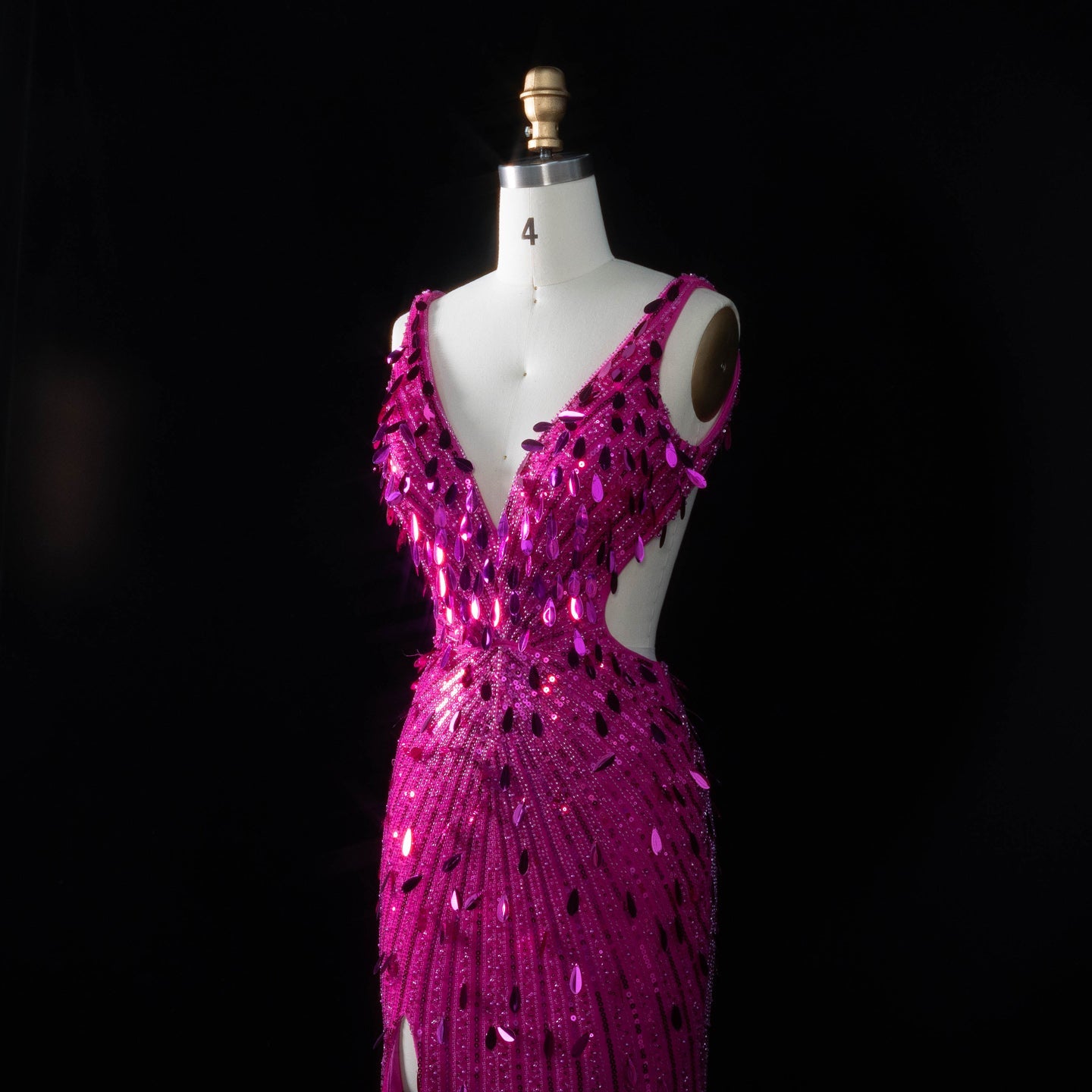 All-Sequined Deep V-Neck Mermaid Prom Dress with Split Side SH351 Sheer Fairy