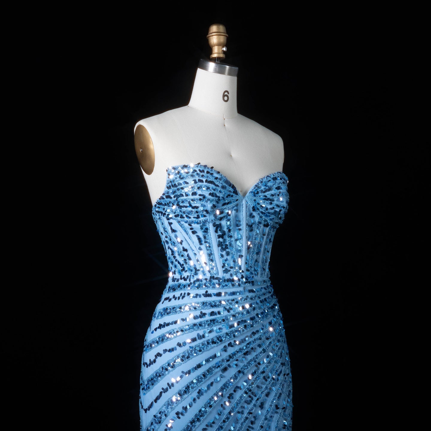 Elegant Strapless Sequin Mermaid Prom Dress with High Slit SH188 Sheer Fairy