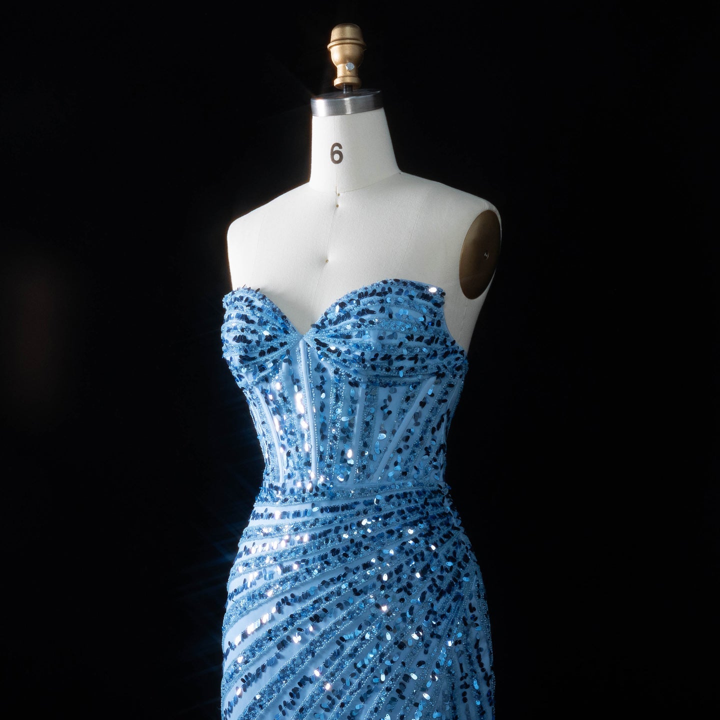 Elegant Strapless Sequin Mermaid Prom Dress with High Slit SH188 Sheer Fairy