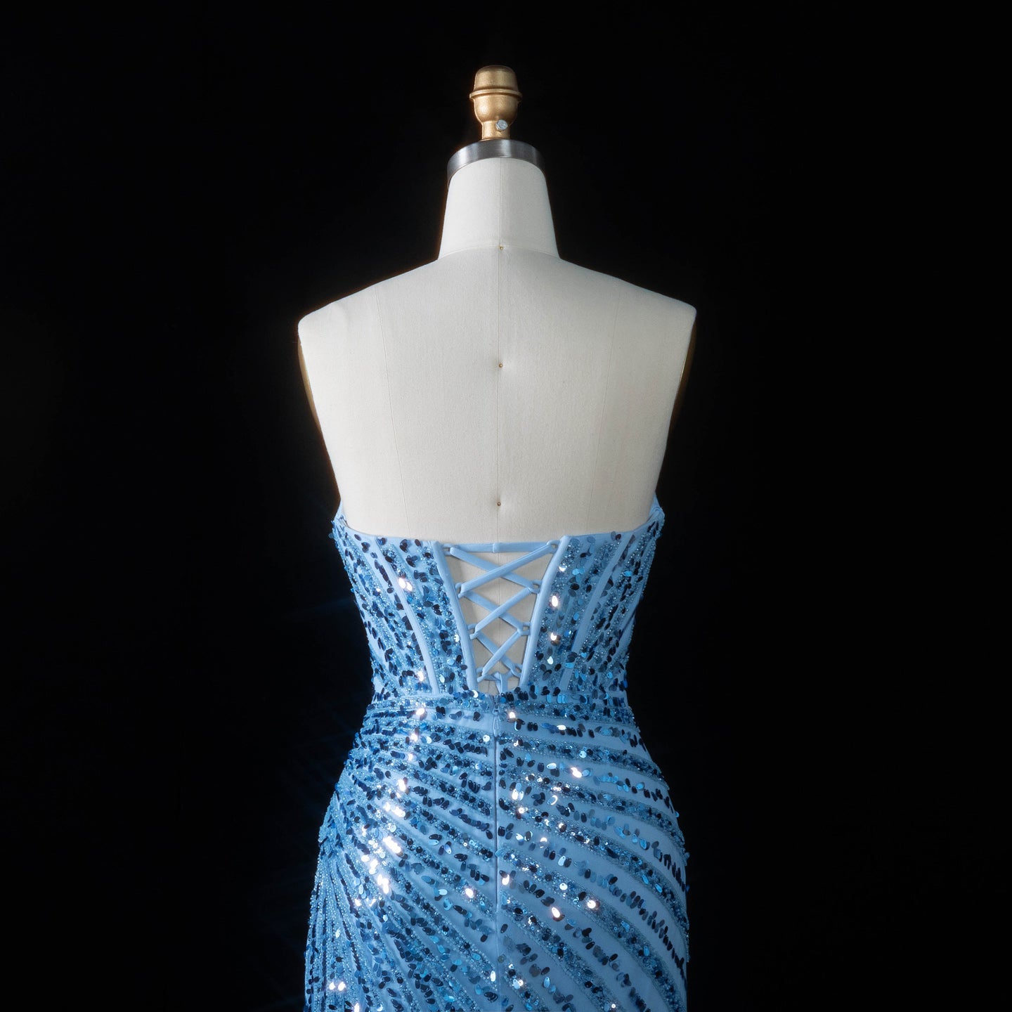 Elegant Strapless Sequin Mermaid Prom Dress with High Slit SH188 Sheer Fairy