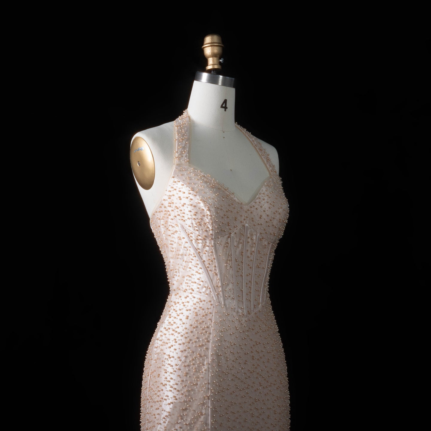 Elegant Champagne Halter Neck Mermaid Prom Dress with Beaded Bodice SH187 Sheer Fairy