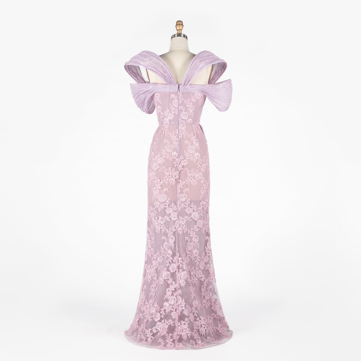 Pink Floral Lace Formal Evening Dress Off the Shoulder Mermaid Prom Dress with 3D Detail ST011 Sheer Fairy