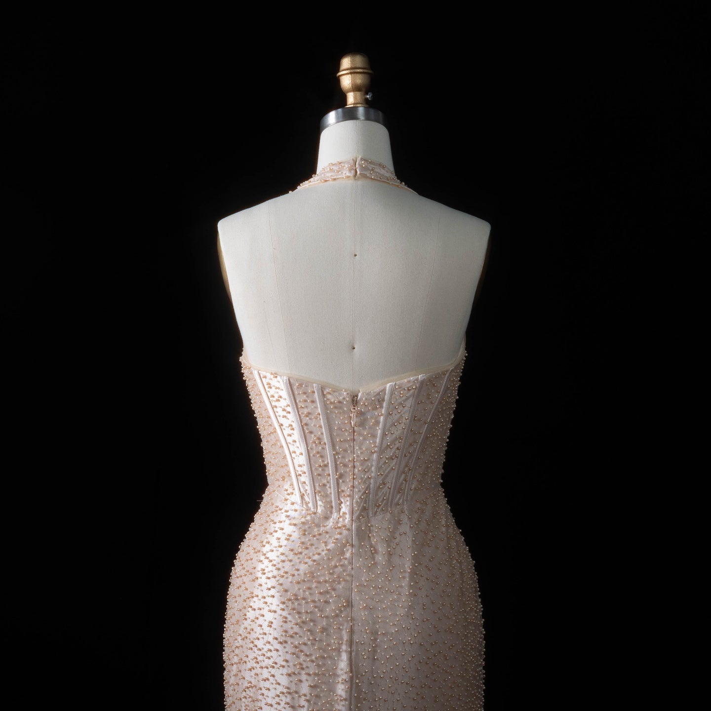 Elegant Champagne Halter Neck Mermaid Prom Dress with Beaded Bodice SH187 Sheer Fairy