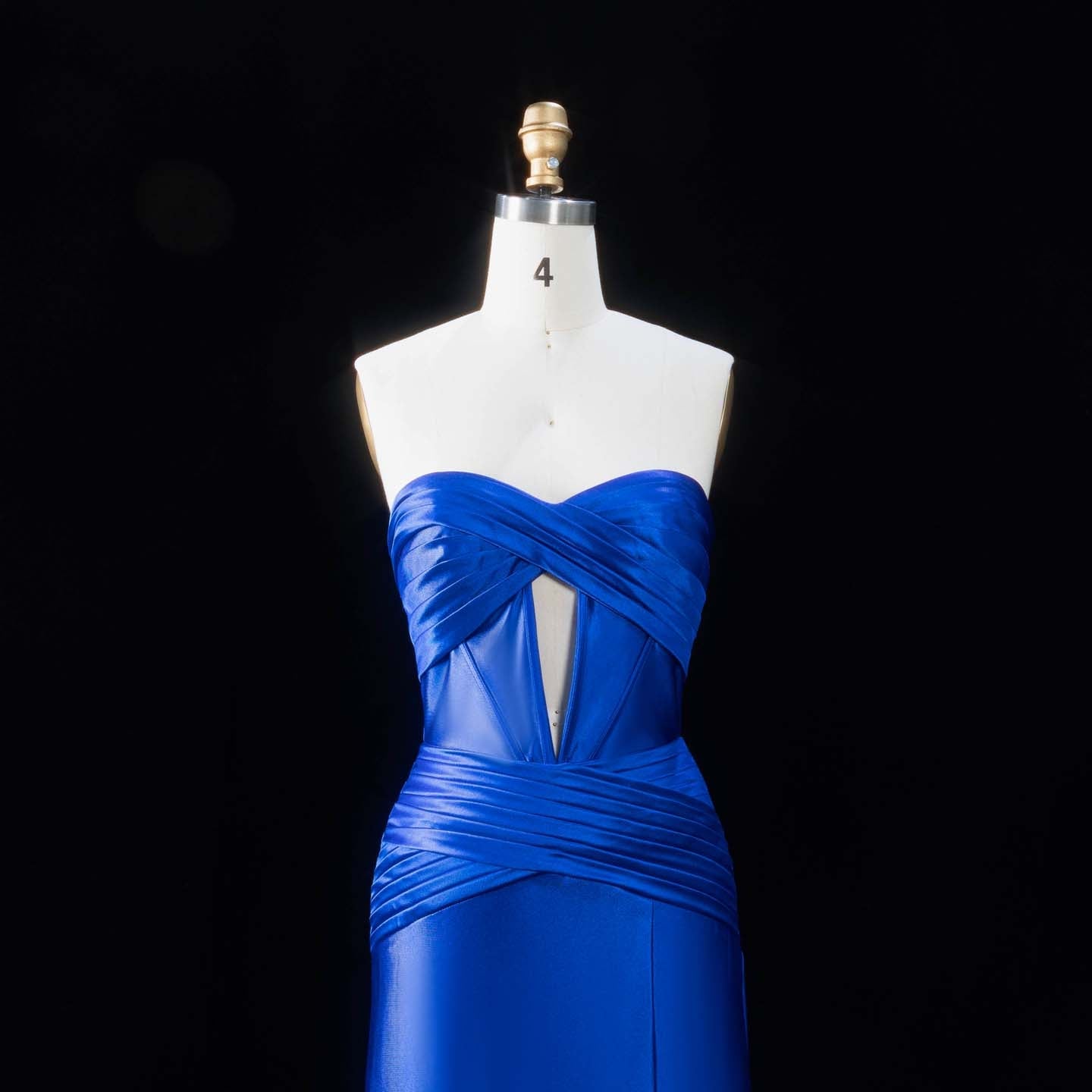 Elegant Royal Blue Strapless Satin Prom Dress with Slit SH189 Sheer Fairy