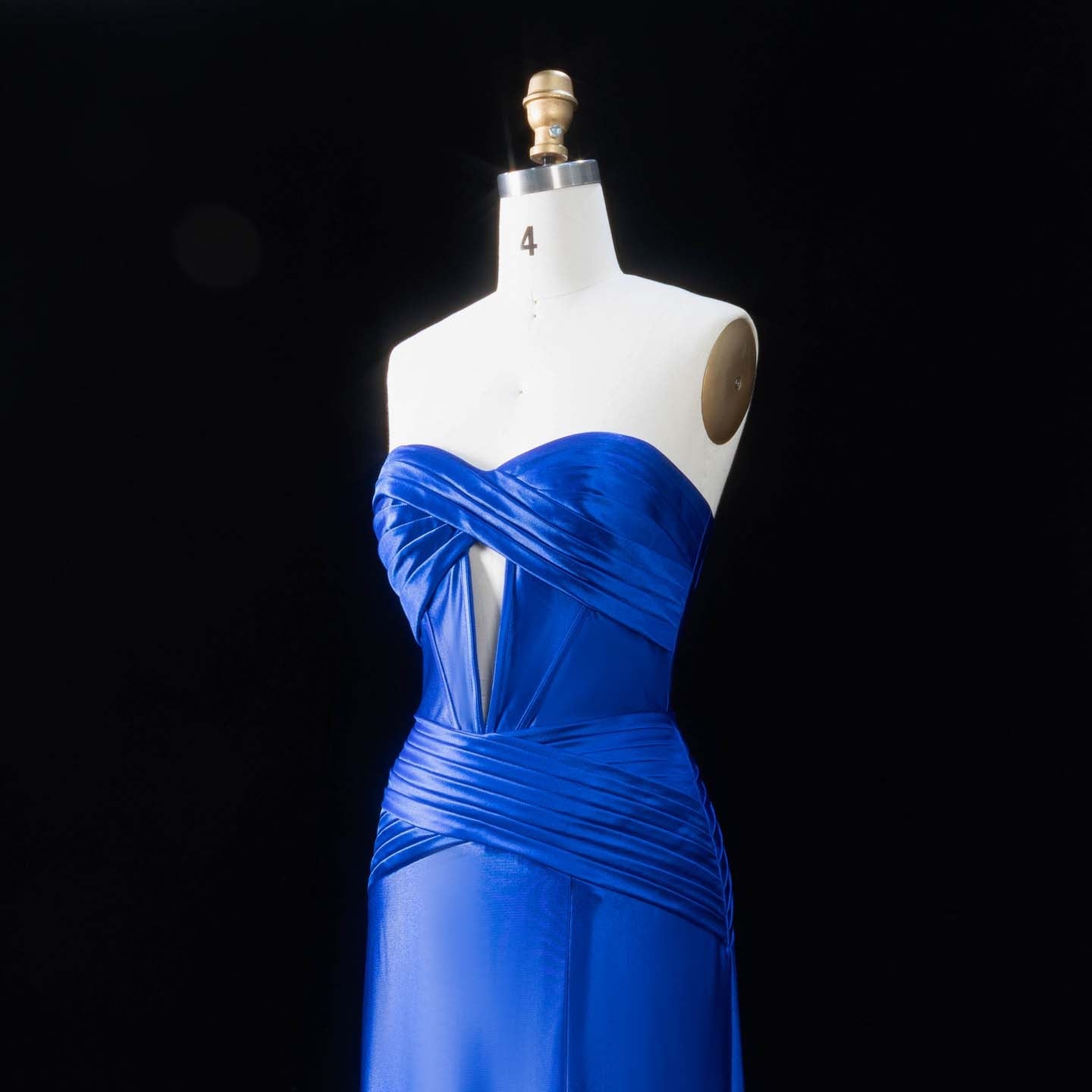 Elegant Royal Blue Strapless Satin Prom Dress with Slit SH189 Sheer Fairy