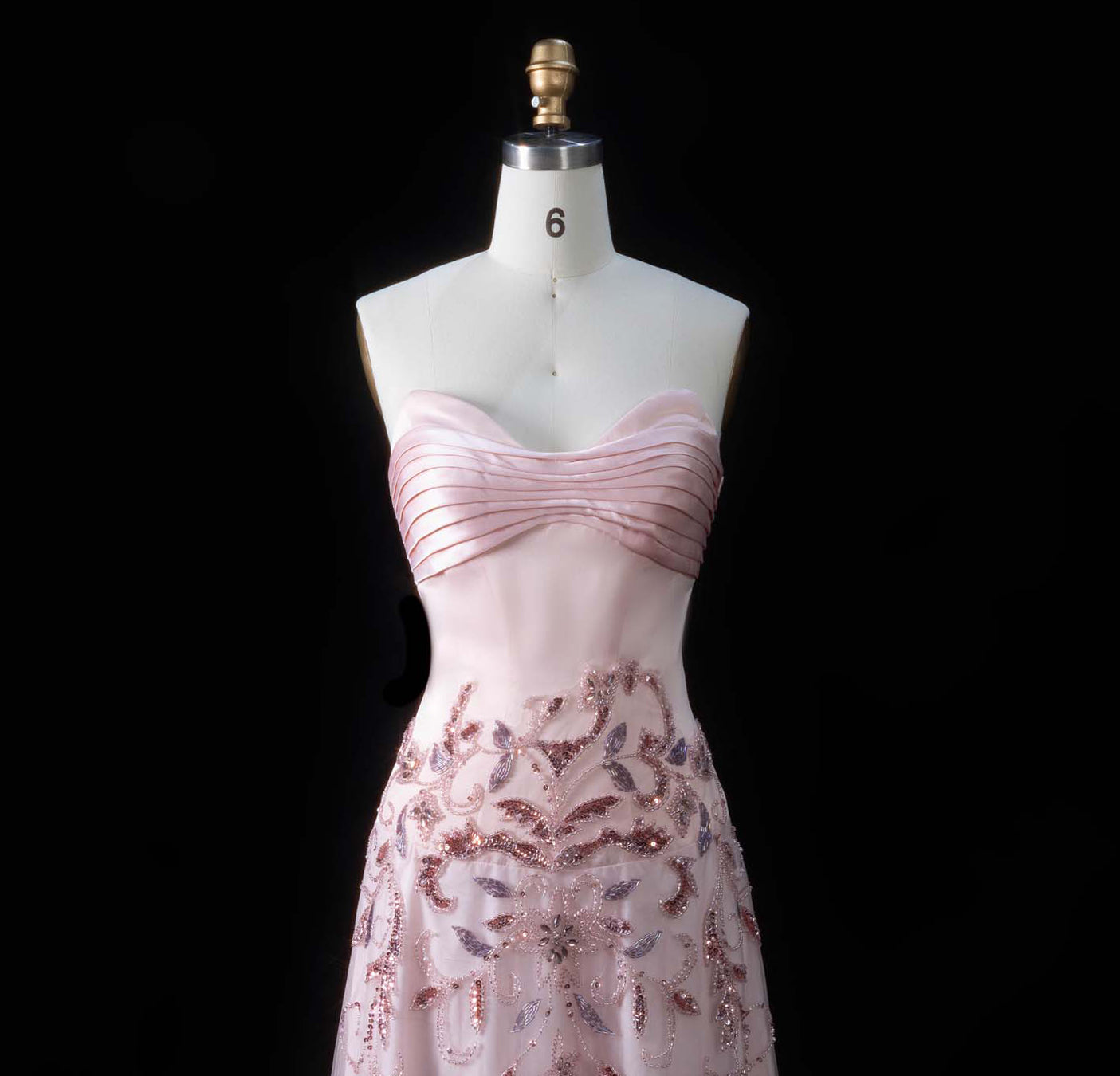 Blush Pink Strapless Sweetheart Beaded Floral A-Line Evening Gown SS529 Sheer Fairy