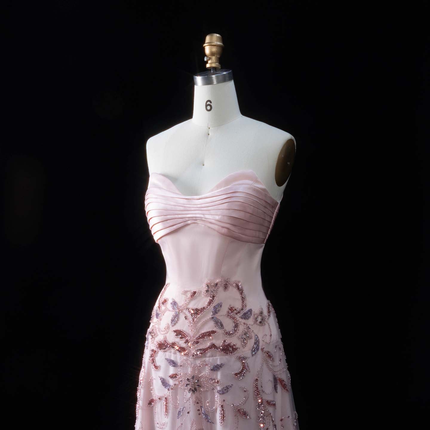 Blush Pink Strapless Sweetheart Beaded Floral A-Line Evening Gown SS529 Sheer Fairy