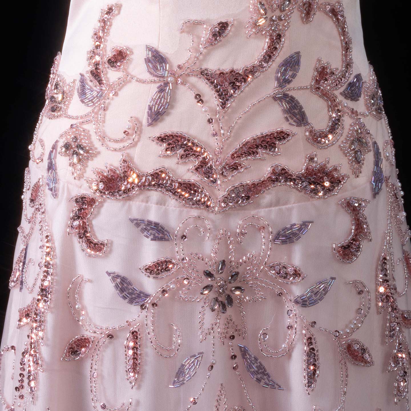 Blush Pink Strapless Sweetheart Beaded Floral A-Line Evening Gown SS529 Sheer Fairy