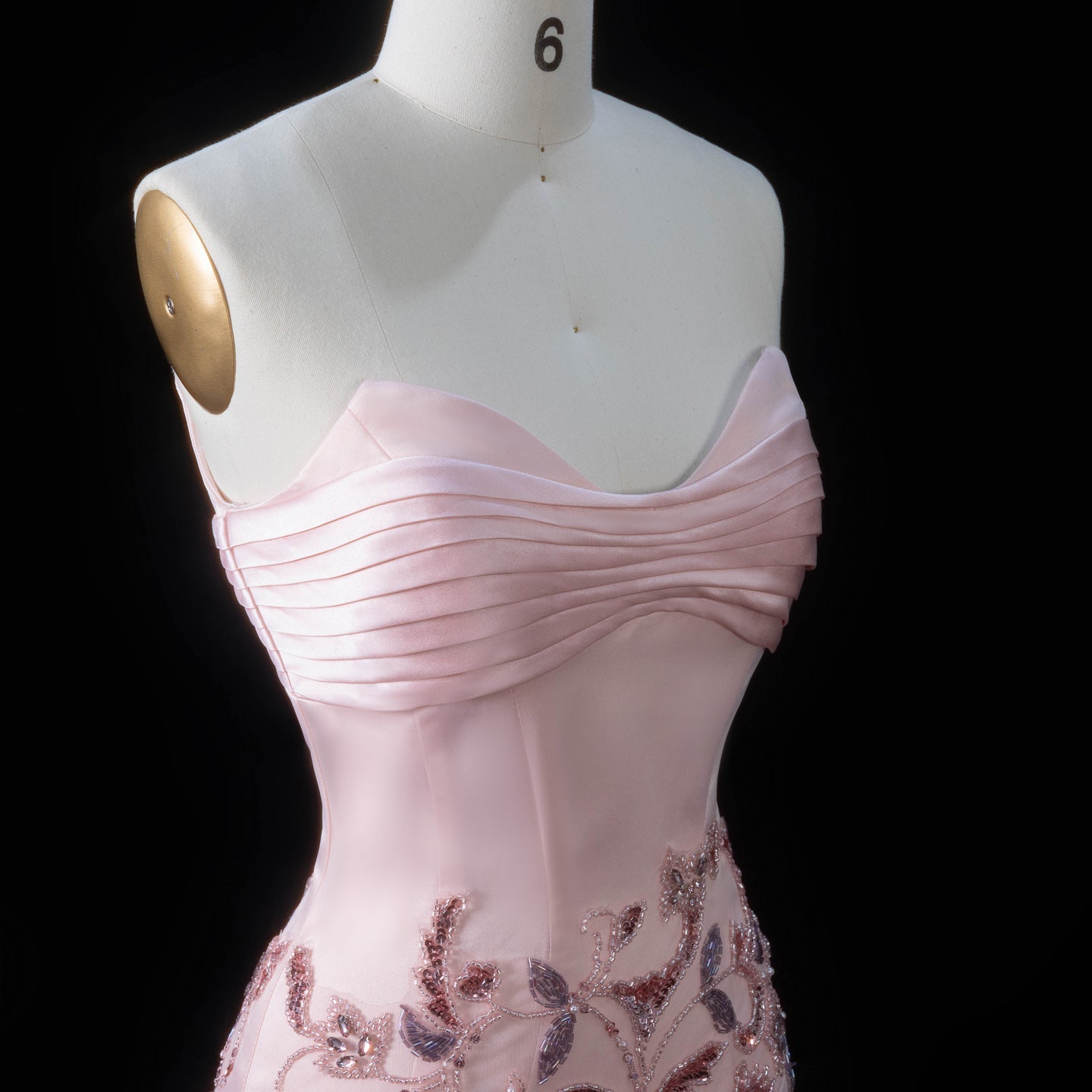 Blush Pink Strapless Sweetheart Beaded Floral A-Line Evening Gown SS529 Sheer Fairy